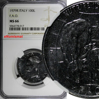 Italy 1979 R 100 Lire FAO NGC MS66 1 YEAR TYPE TOP GRADED KM# 106 (017)