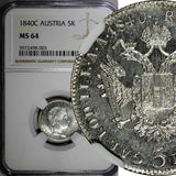 Austria Ferdinand I Silver 1840 C 5 Kreuzer Prague Mint NGC MS64 KM# 2196 (003)