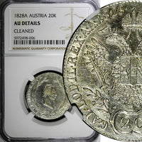 Austria Franz I Silver 1828 A 20 Kreuzer  NGC  AU DETAILS KM# 2144 (006)