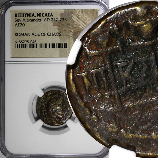 Bithynia, Nicaea Severus Alexander AD 222-235 AE20 / Three signa NGC (046)