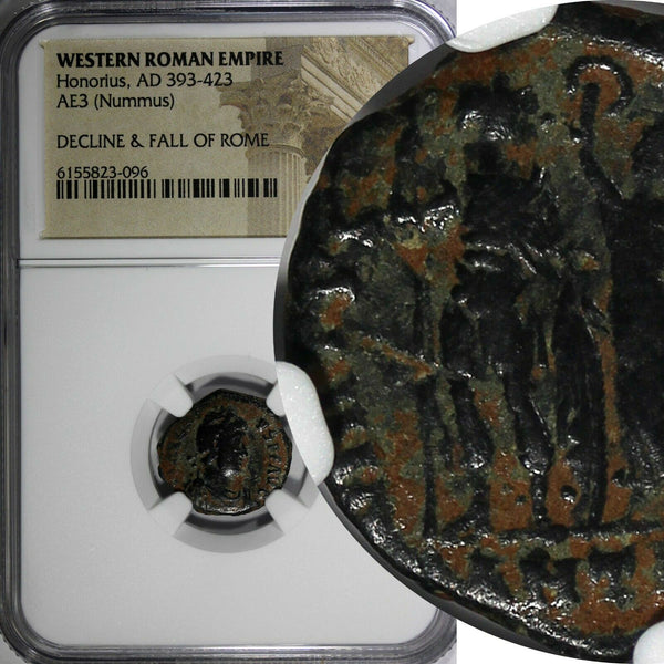 WESTERN ROMAN Honorius  AD 393-423 AE3 Nummus Crowned by Victory NGC (096)