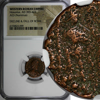 WESTERN ROMAN Honorius  AD 393-423 AE3 Nummus Crowned by Victory NGC (099)