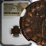 Julian II as Caesar AD 360-363 AE4 BI NUMMUS/Emperor with globe & spear NGC (82)