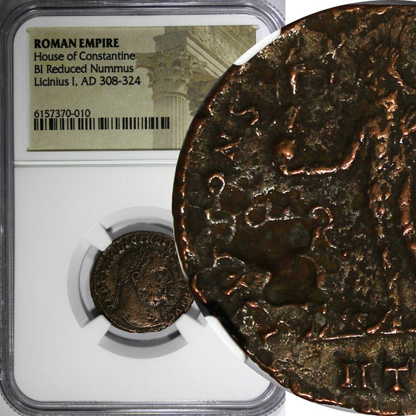 ROMAN Licinius I  AD 308-324 BI Reduced Nummus /JUPITER EAGLE NGC  (010)