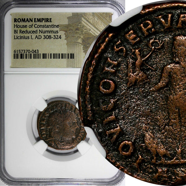 ROMAN Licinius I  AD 308-324 BI Reduced Nummus /JUPITER EAGLE NGC  (043)