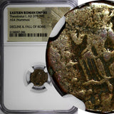 EASTERN ROMAN Theodosius I , AD 379-395 AE4 NUMMUS / Victory NGC  (96)
