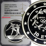 Greece Silver Olympics Sports Javelin 2003 10 Euro NGC PF68 ULTRA CAMEO KM# 193