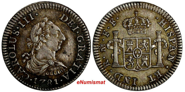 Mexico SPANISH COLONY Charles III Silver 1781 Mo FF 1/2 Real KM# 69.2