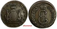 RUSSIA SIBERIA Catherina II Copper 1779/69 KM 2 Kopecks OVERDATE Suzun Mint C#4