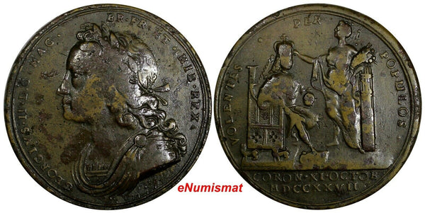 Great Britain.George II Coronation Bronze Medal 1727 .34 mm Elmer-510