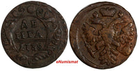RUSSIA Anna Ivanovna Copper 1738 Denga Ekaterinburg Mint RED-BROWN VF KM# 188