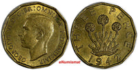 Great Britain George VI Nickel-Brass 1942 3 Pence WWII Issue KM# 849
