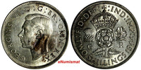 GREAT BRITAIN George VI Silver 1944 Florin / 2 Shilling WWII Issue UNC KM# 855