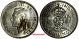 GREAT BRITAIN George VI Silver 1944 Florin / 2 Shilling WWII Issue UNC KM# 855