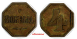 GUATEMALA 1800'S TOKEN Morelia 4 Reales Octagonal 27mm Rulau GMA 252