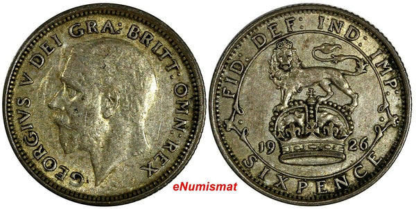Great Britain George V (1910-1936) Silver 1926 6 Pence KM# 828 (15 384)