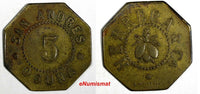 GUATEMALA TOKEN 1880's HERRERA & CA. San Andres Osuna 5 R. Bee 25mm Rulau Gma182