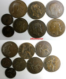 Great Britain LOT OF 8 COINS 1902-1908 1 Penny,1/2 Penny,6 Pence