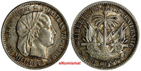 Haiti Silver 1882 A 20 Centimes Monnaie de Paris XF Condition KM# 45