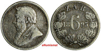 South Africa  Johannes Paulus Kruger Silver 1895 6 Pence KEY DATE RARE KM# 4