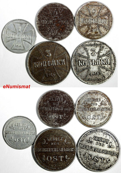 Germany Military LOT OF 5 COINS Iron 1916 3,2,1  Kopecks KM#22;KM23;KM21(15561)