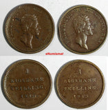 DENMARK Frederik VI Copper LOT OF 2 COINS 1813 1 Rigsbankskilling KM# 680