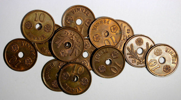 FINLAND Copper 1941 10 Pennia UNC Condition WWII  RANDOM PICK (1 Coin) KM# 33.1