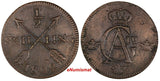 Sweden Gustaf IV 1802 1/2 Skilling Overstruck on 1 Ore 1730-1769 Brown KM# 565