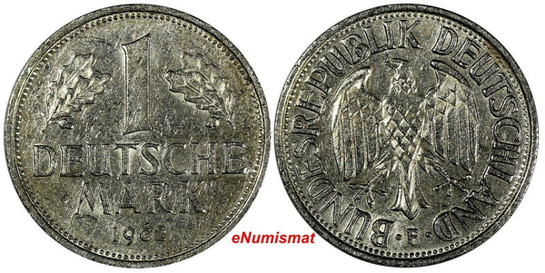 Germany - Federal Republic 1962 F 1 Mark Stuttgart Mint  aUNC KM# 110