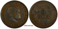 Portugal Carlos I Bronze 1905 5 Reis XF Condition KM# 530 (17 417)