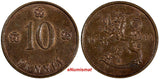 Finland Copper 1934 10 Penniä Helsinki Mint  UNC Condition KM# 24 (17 426)