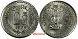 India-Republic 1985 25 Paise Calcutta Mint Mint Error OFF CENTER KM# 49.1(17457)