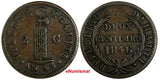 Haiti Copper 1846 // AN 43 2 Centimes KM# 26 Ex.Wolfgang Schuster Coll. (17 561)