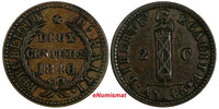 Haiti Copper 1846 // AN 43 2 Centimes Ex.Wolfgang Schuster Coll. (17 573)