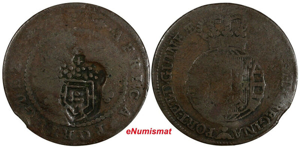 Angola Maria II 1789 1/2 Macuta C/M 1/4 Macuta KM# 49.3 Ex.W Schuster (15 578)