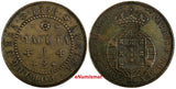 Angola Pedro V Copper 1858 1/2 Macuta 37 mm KM# 58 Ex.W Schuster (17 581)