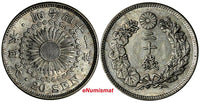 Japan Meiji (1867-1912) Silver Year 41 (1908) 20 Sen XF Toning Y# 30 (17 667)