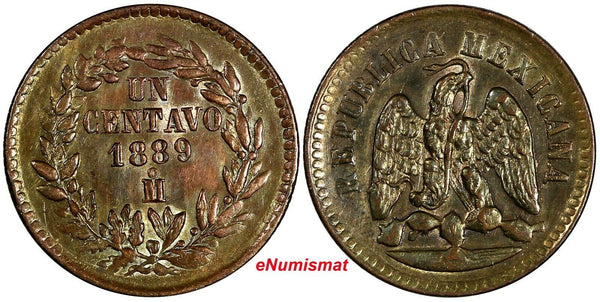 Mexico Copper 1889 Mo 1 Centavo Mexico City Mint aUNC KM# 391.6 (17 684)