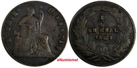 Mexico FIRST REPUBLIC Chihuahua Copper 1861 1/4 Real 28mm  KM# 344 (17 692)