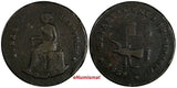 Mexico Jalisco Copper 1859 1/4 Real "Quarto/Quartilla" 30mm SCARCE KM# 356(697)