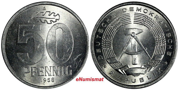 Germany - Democratic Republic Aluminium 1958 A 50 Pfennig UNC KM# 12.1(17 789)