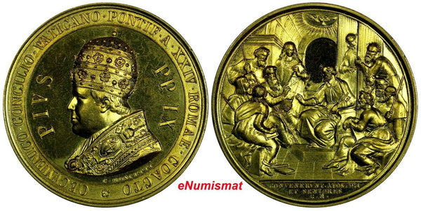 PAPAL STATES Pius IX (1846-1878) Bronze Medal  year XXV (1870) UNC RARE 43mm (7)