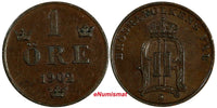 Sweden Oscar II Bronze 1902 1 Ore Extra Large Letters Variety KM# 750 (17 810)