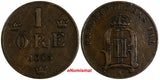 SWEDEN Oscar II (1872-1907) Bronze 1885 1 ORE Extra Large letters KM# 750 (818)