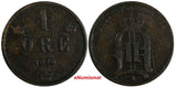 SWEDEN Oscar II (1872-1907) Bronze 1876 1 ORE SCARCE KM# 734 (821)