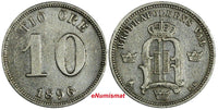 Sweden Oscar II Silver 1896 EB 10 Öre KM# 755 (17 828)