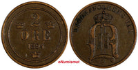 Sweden Oscar II Bronze 1894 2 Öre Better Date 21 mm KM# 746 (17 836)