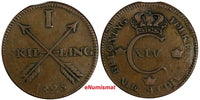 SWEDEN Carl XIV Johan Copper 1825 1 Skilling Mintage-472,000 KM# 597 (17 864)