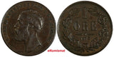 SWEDEN Oscar II Bronze 1873 L A 1 Ore  KM# 728 (17 865)