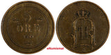 Sweden Oscar II Bronze 1895 5 Öre Mintage-374,000 large letters KM# 757 (17 877)